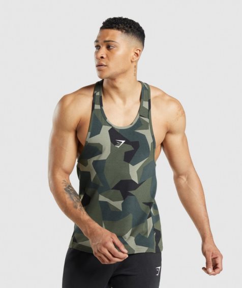 Podkoszulki Gymshark Critical Stringer Męskie Camo | PL 035KYA